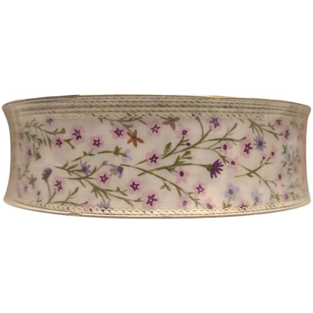 Member's Mark Wired Edge Premium Spring Ribbon, 1.5"W x 50yds - Purple Flowers